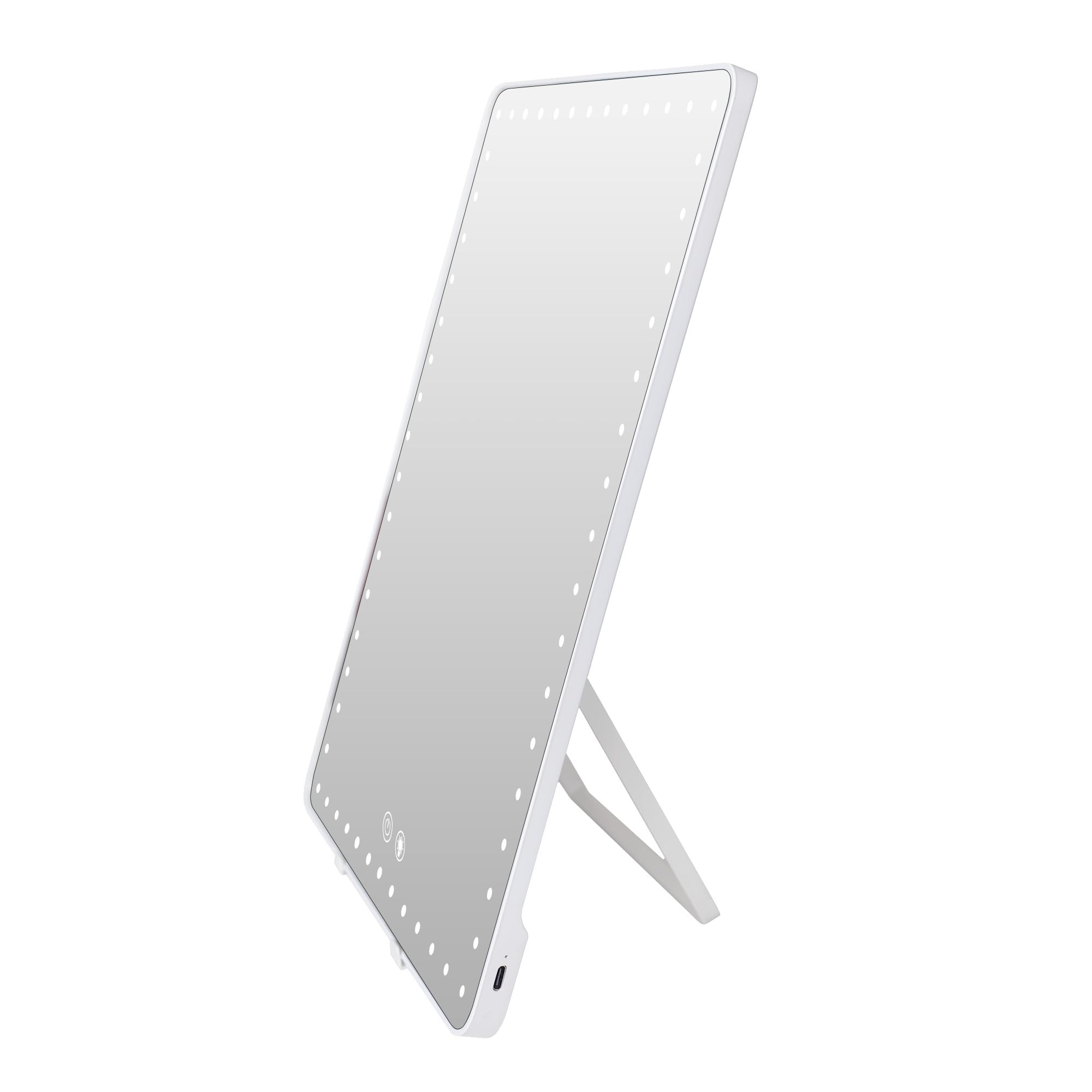 Floxite Podświetlane lustro LED do tabletu z 15-krotnym powiększeniem, ultra jasne oświetlenie, ładowanie USB-C, stojak stołowy