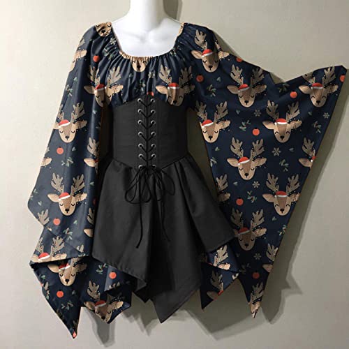 L9WEI Middeleeuwse kleding voor dames, vintage cosplay-jurk, tuniek, mini-jurk, vrouwen, sexy, elegant, partyjurk, middeleeuws, retro, korte jurk, winter, lange mouwen, midi-jurken - Image 3