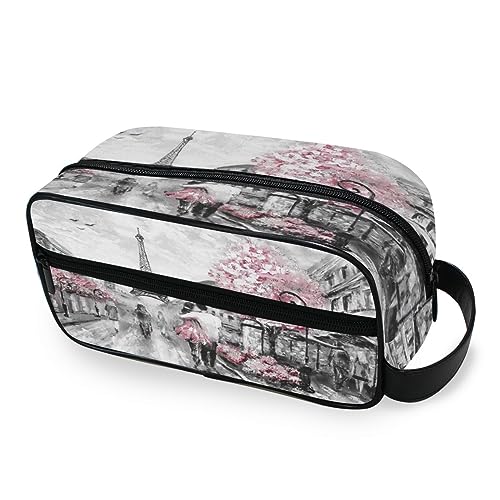 Borsa da toilette portatile con Torre Eiffel di Parigi, borsa da viaggio per pittura artistica, borsa per cosmetici multifunzione, borsa per cosmetici, borsa per cosmetici, borsa portaoggetti per