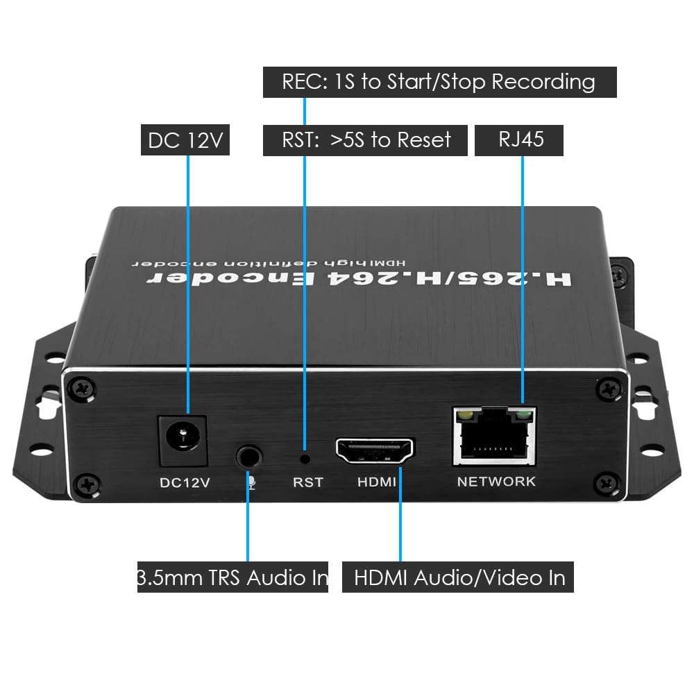 EXVIST H.265 1080P PoE HDMI koder wideo z gniazdem na kartę SD maks. 128G DDNS HTTP RTMP RTSP SRT TS UDP Compatible with ONV/HK do IPTV Live Streaming do YouTube, Facebook, Vimeo itp.