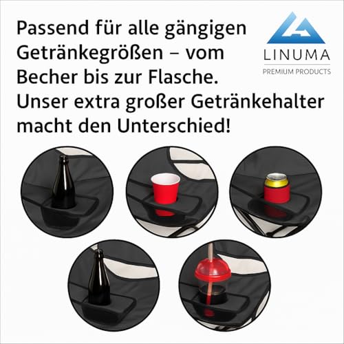 LINUMA® 2er Set - Faltstuhl SCHWARZ Campingstuhl Anglerstuhl mit Getränkehalter & Tragetasche - Anglersessel klappbar - Klappstuhl Gartenstuhl Faltstuhl Relaxsessel Angelsessel faltbar – Bild 6