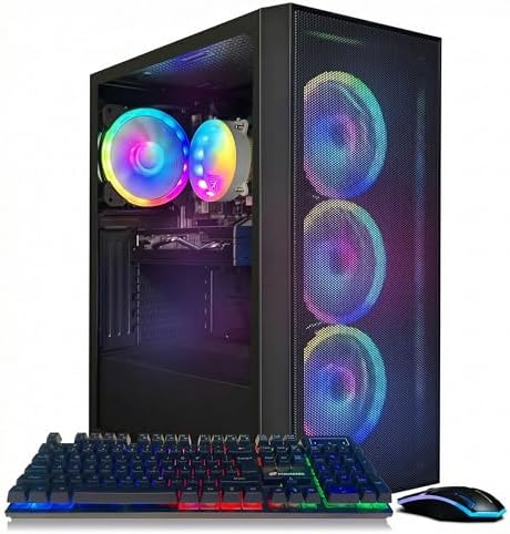 STGAubron Gaming PC Computer Desktop, Radeon RX 580 8G, Intel Core I7 8th up to 4.1GHz, 16G DDR4, 1T SSD, WiFi 6 & BT 5.2, RGB Fan x4, Windows 11 Home