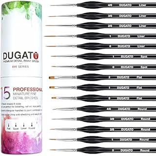 Detail Paint Brush Set, 15pcs Fine Miniature Paint Brushes Kit with Ergonomic Triangular Handle, Holder and Travel Bag, Perfect for Acrylic, Oil, Watercolor, Art, Scale, Model, Face, Paint by Numbers