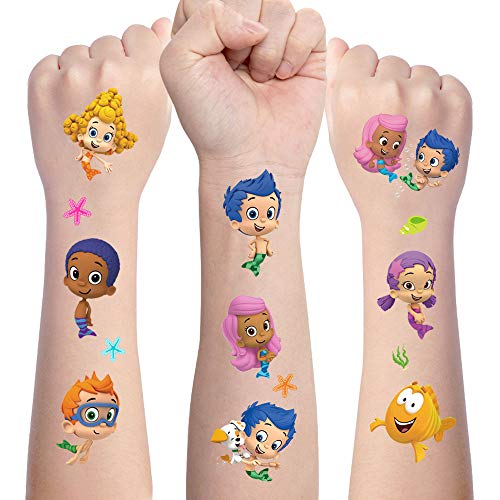Guppy Temporary Tattoos for Kids Fake Tattoos Skin Stickers for Boys Girls Ocean Sea Birthday Party Supplies Party Favors Babby Shower Party Decorations Gifts Reward Stickers 20 Sheet