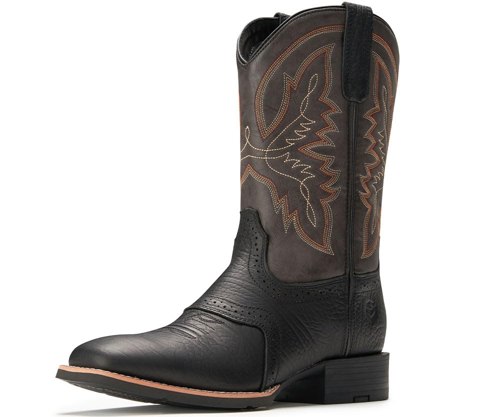 SUREWAYSUREWAY Cowboy Boots For Men Mens Square Toe Western Boot,Oil/Slip  Resistant,Durable Fashionable Classic Pull on 10 Inch Wellington Boots