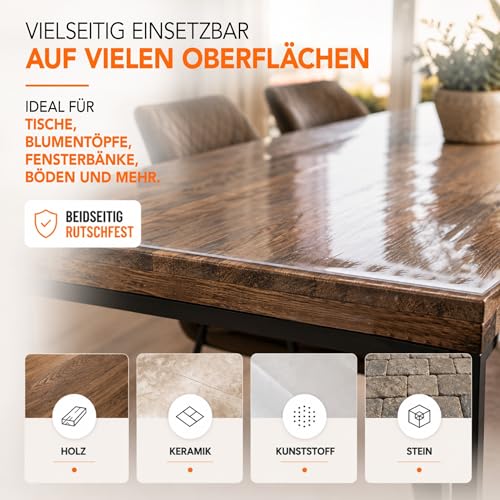 Tischfolie als transparenter Tischschutz, transparente Folien-Tischdecke, Schmutzabweisend, abwischbar und individuell zuschneidbar – 2 mm – Ansicht 8