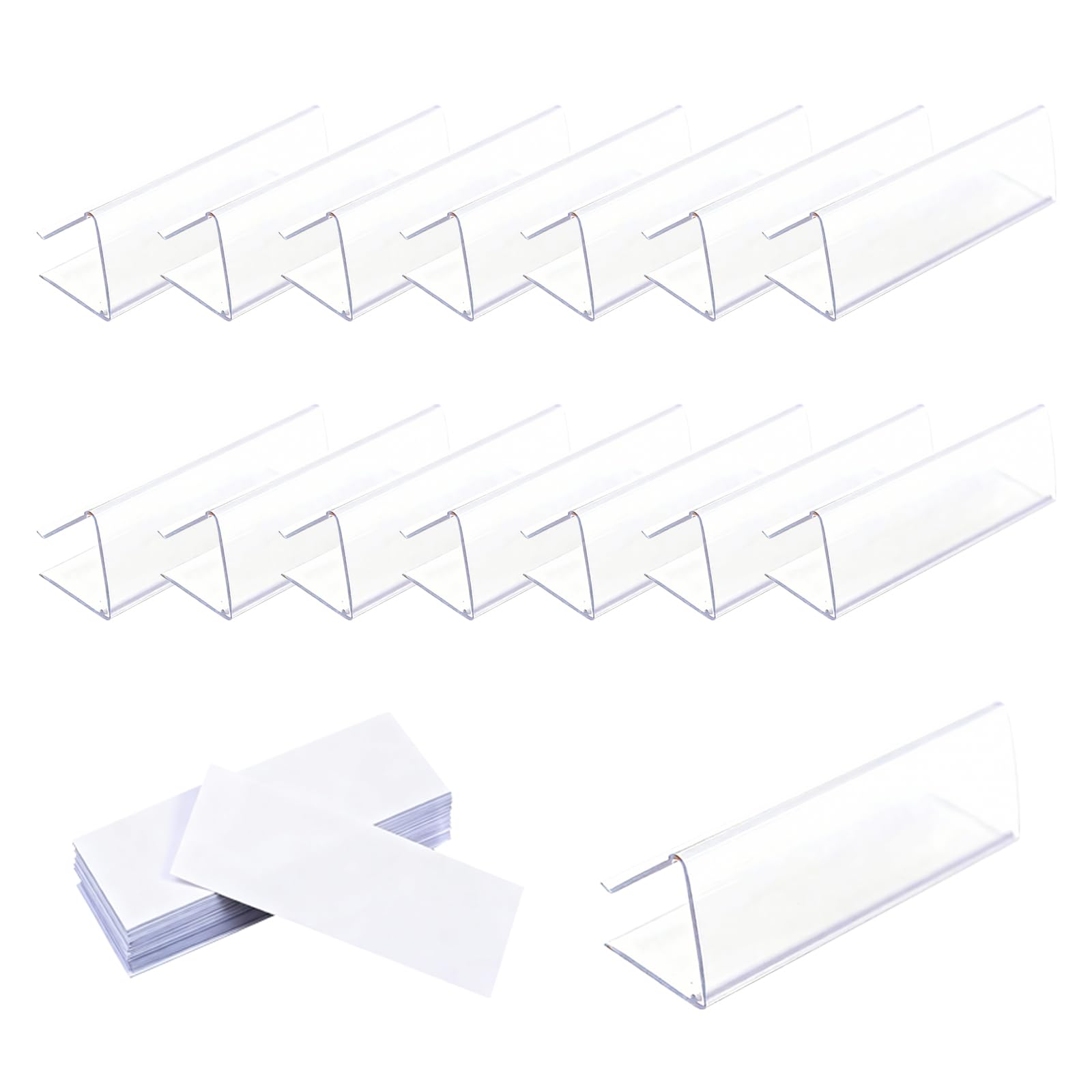 30 Stück Transparenter regal etikettenhalter, Acrylic Label Holders,Bücherregalklammern zum Beschriften mit 30 Etiketteneinsätzen,für Regale,Kleiderschrank