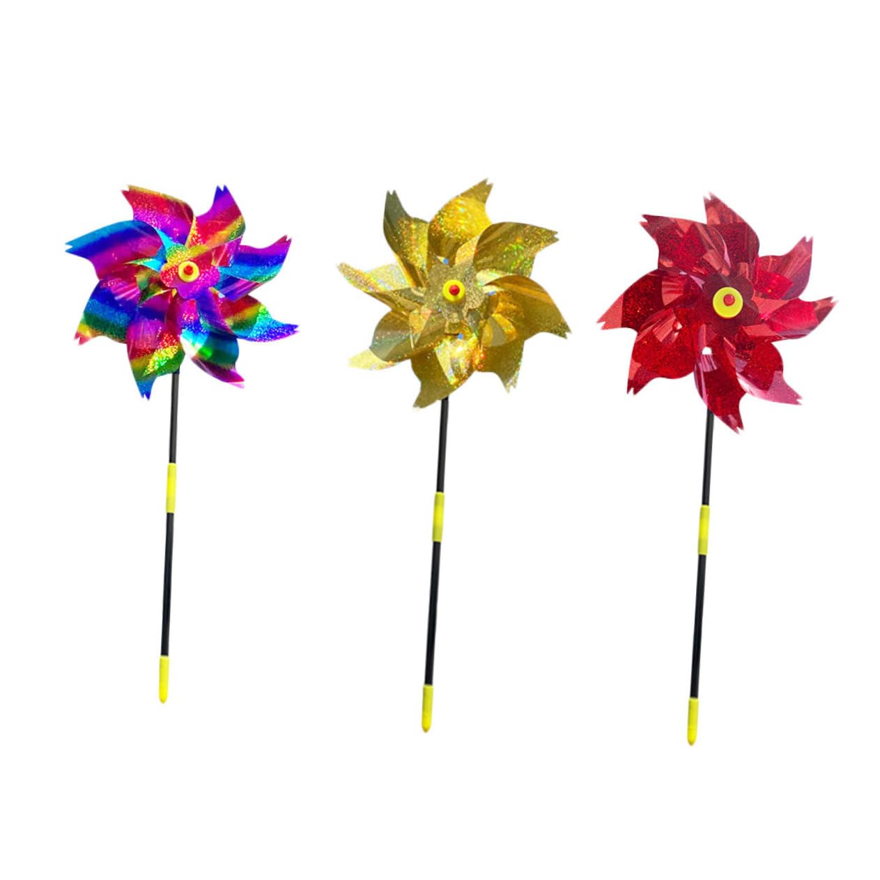 BESPORTBLE 3pcs Bird Repellent Windmill Bird Deterrent Rods Windmill Toy Reflective Pin Wheel Educational Wind Spinners Bird Deterrent Pinwheel Garden Pinwheels Drive Birds The Pet