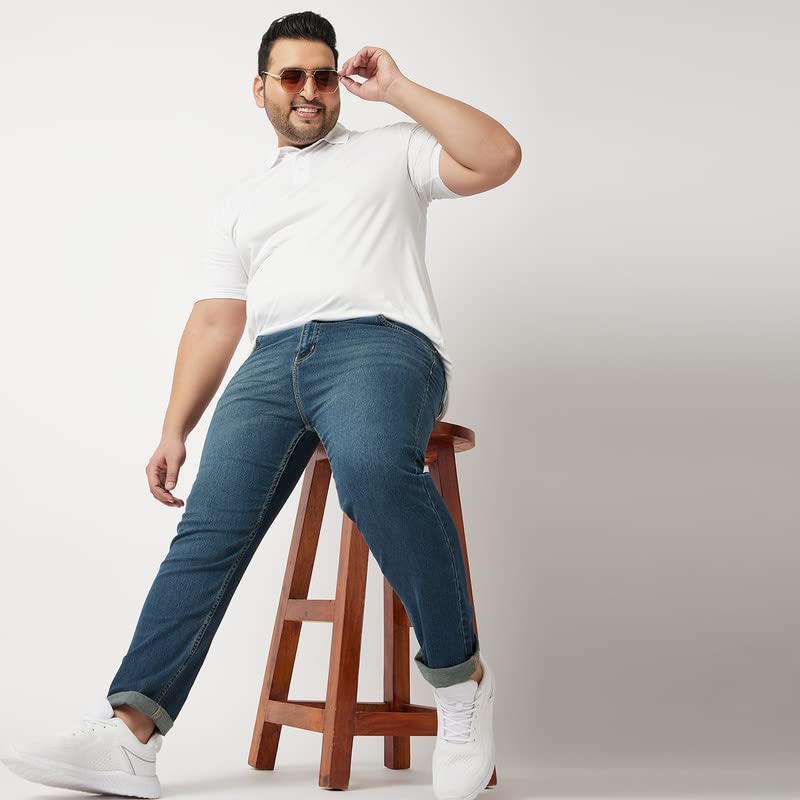 Image of Zush Men's Mid Rise Regular Fit Dark Blue Color Plus Size Stretchable Jeans