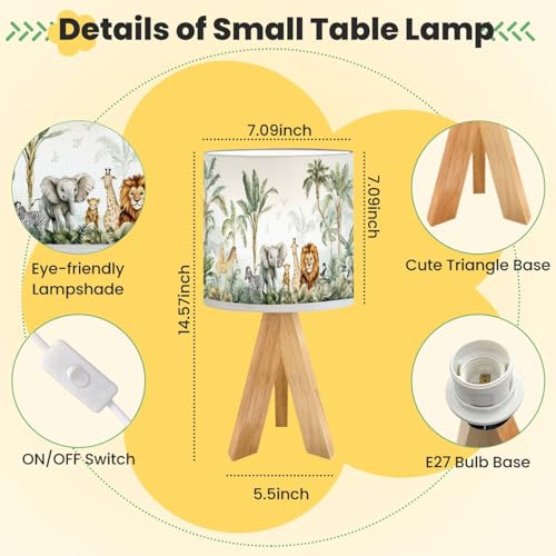 Lámpara de mesa para niños con diseño de animales y pantalla de lino miniatura 2
