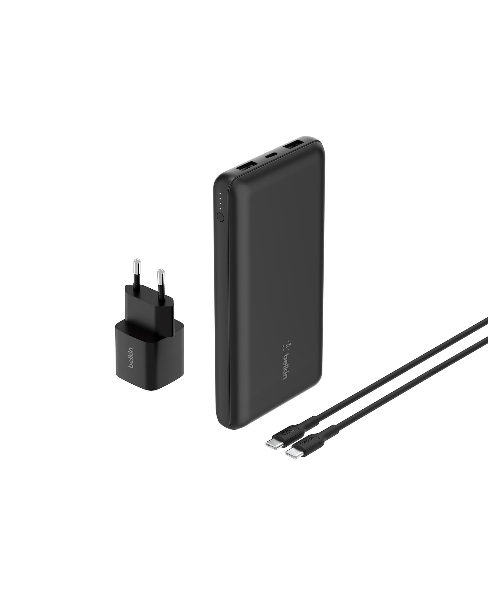 Belkin Kit de Accesorios de Carga portátil 4 en 1, Batería Externa de 20 000 mAh, Cargador USB-C de 25 W, Cable USB-C de 60 W y Estuche de Transporte, Carga rápida, Diseño Compacto para Viajar