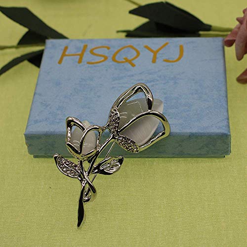 Image of Created Crystal Brooch Crystal Rhinestone Rose Flower Fashion Pin Gift Women Girls Rose Gold