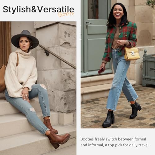 Vepose Women’s Ankle Chunky Heeled Boots Platform Chelsea Retro Short 999 Booties with Zipper2