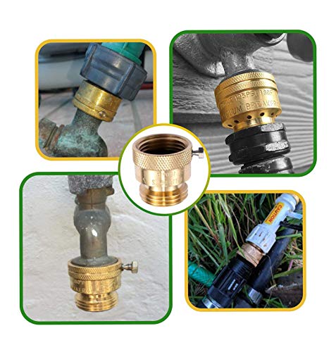 Image of Litorange 1 Pack Brass 3 /4 inch Inch GHT Hose Bibb Connector Backflow Preventer Vacuum Breaker