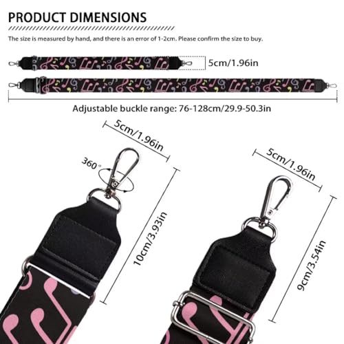 Image of Coldinair Music Notes Wide Shoulder Strap Adjustable Replacement Belt Guitar Crossbody Bag Straps Handbag Strap Canvas Straps Luggage Strap