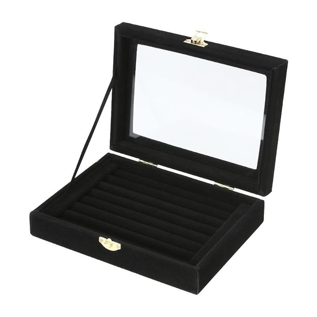 CVHfhjTG jewellery box, Jewelry Box Boxes with Glass Lid, Metal Locks Holder Case, Display Storage for Earring Ring Necklace Rings Women Girls(A)