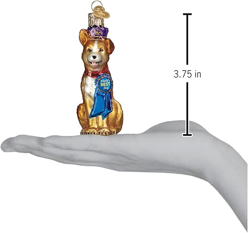 Miniatura 4 de Old World Christmas World's Best Dog - Adorno soplado de cristal para árbol de Navidad