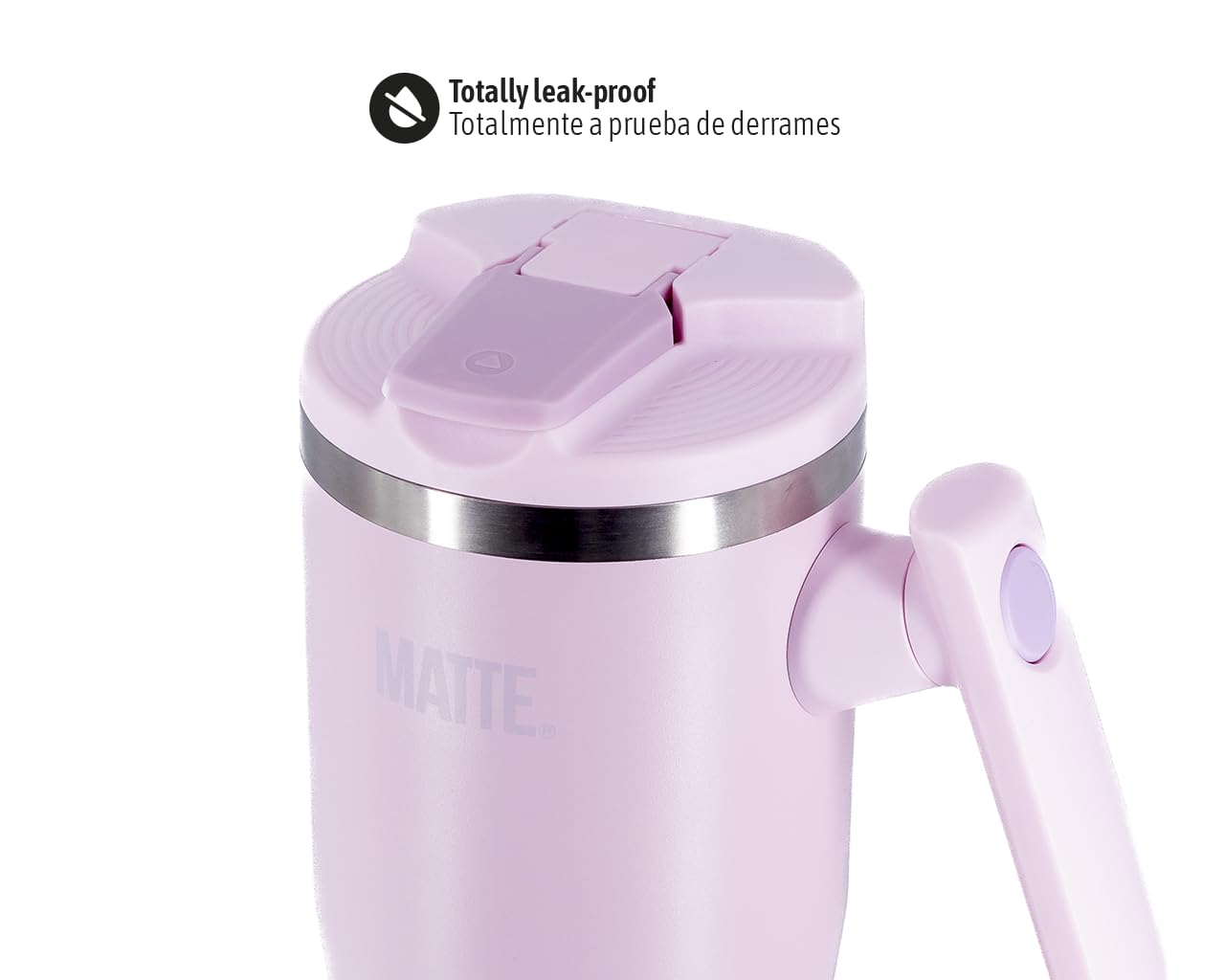 Matte Becher mit Griff und Strohhalm – auslaufsicherer Becher – isolierter Becher – Edelstahlbecher – Heiß- und Kaltbecher (Rosa, 907 ml)