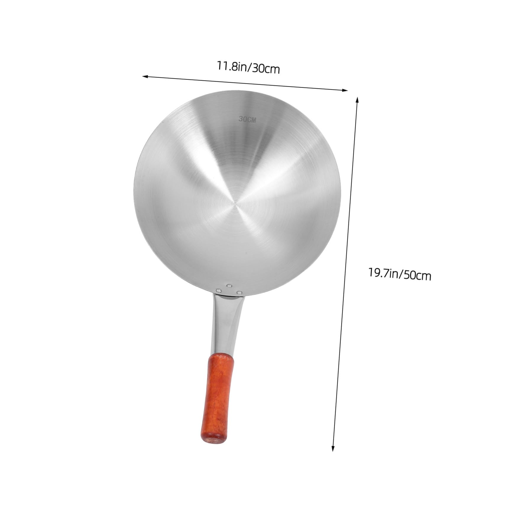 Wok Singolo Manico in Acciaio Inox e Legno per Verdure Quotidiane