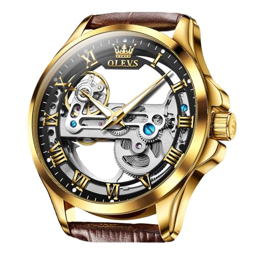 Image of OLEVS Men Watches Dress Waterproof Leather Band Classic Large Face Luxury Watches for Men Casual Fashioned Nice Analog Watch Men Day Date Easy Reader Quartz Original Business Adjustable Watches Men