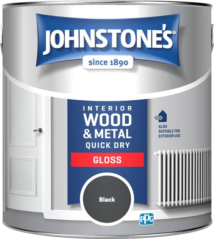 Black Quick Dry Gloss Paint 2.5L | Interior Wood and Metal Paint | High Shine Durable Finish for Doors Skirting Boards Furniture and Window Frames
