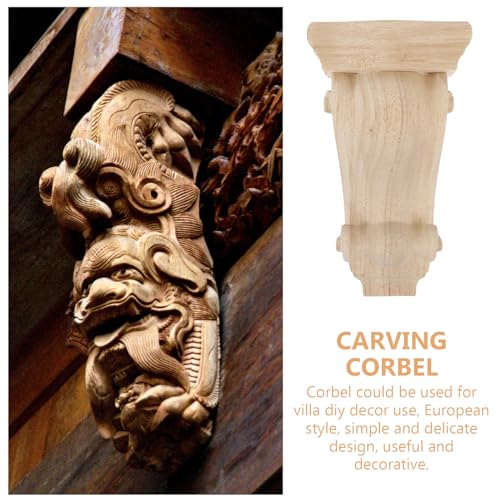 Unfertige Holzkonsole Dekorative Aus Holz Geschnitzte Konsolen Unbemalte TüRdekoration Geschnitzte Ecke Onlay Konsole EuropäIschen Stil Regalhalterungen FüR Eckschrank Kaminsims (10*18*6 CM)