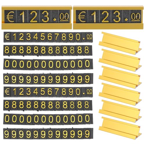 Cubos dorados para exhibidor de precios en mostradores de joyería y tiendas