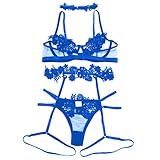 ブラジャーショーツセット ランジェリー 上下セット 三点式 レデイース セクシー 過激 ひも 大きいサイズ 下着 エロ ナイトウェア 大興奮 美尻 谷間 無地 プライムデー ボディスーツ テディ セクシー ランジェリー 総レース ガーターベルト 下着 レディース 過激 透け 大きいサイズ tバック付き ショーツ キャミソール ベビードール v字胸元 ランジェリー 勝負下着 女性用 バレンタイン (M/#B2 青)