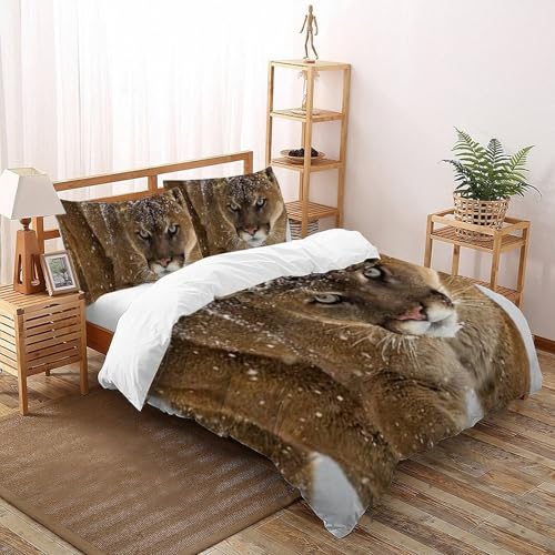 Housse de couette guépard microfibre 3D King 220x240 pour lit double - 2