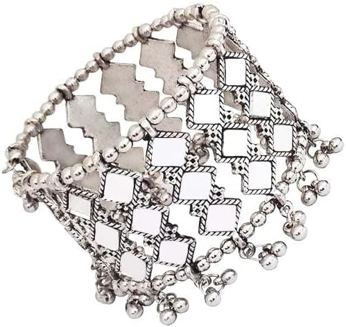Traditional Mirror-Stone Shining Oxidised Bracelet Kada for Girls, Women