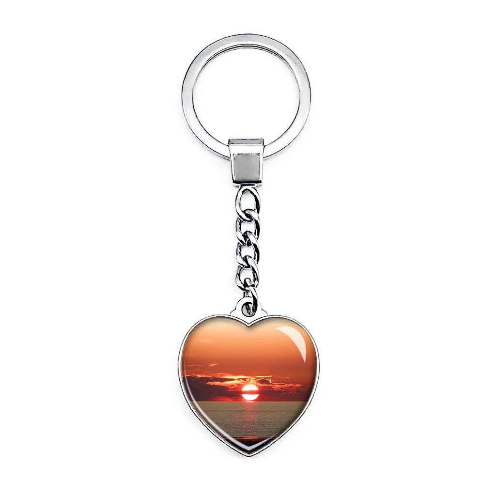 UK England Thornton Cleveleys Front Keychain Creative Double Sided Heart-shaped Crystal Key Chain Travel Souvenir Metal