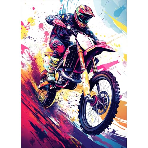 MAXBYE 5D Motocycliste Diamond Art, Racing Bike Peinture Diamant Painting Kit pour Adulte Débutant, Broderie Diamant Set, Production Mosaïque, DIY Peinture...