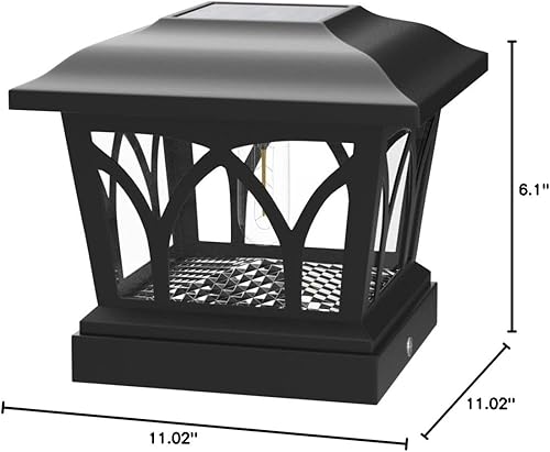 Miniatura 7 de VOLISUN Paquete de 8 luces solares para postes para exteriores, con bombillas LED Edison, 2 ajustes de brillo, luces para poste de valla alimentadas