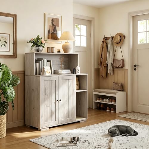 Extra Large Cat Litter Box Enclosure with Scratch Pad, Large Auto...