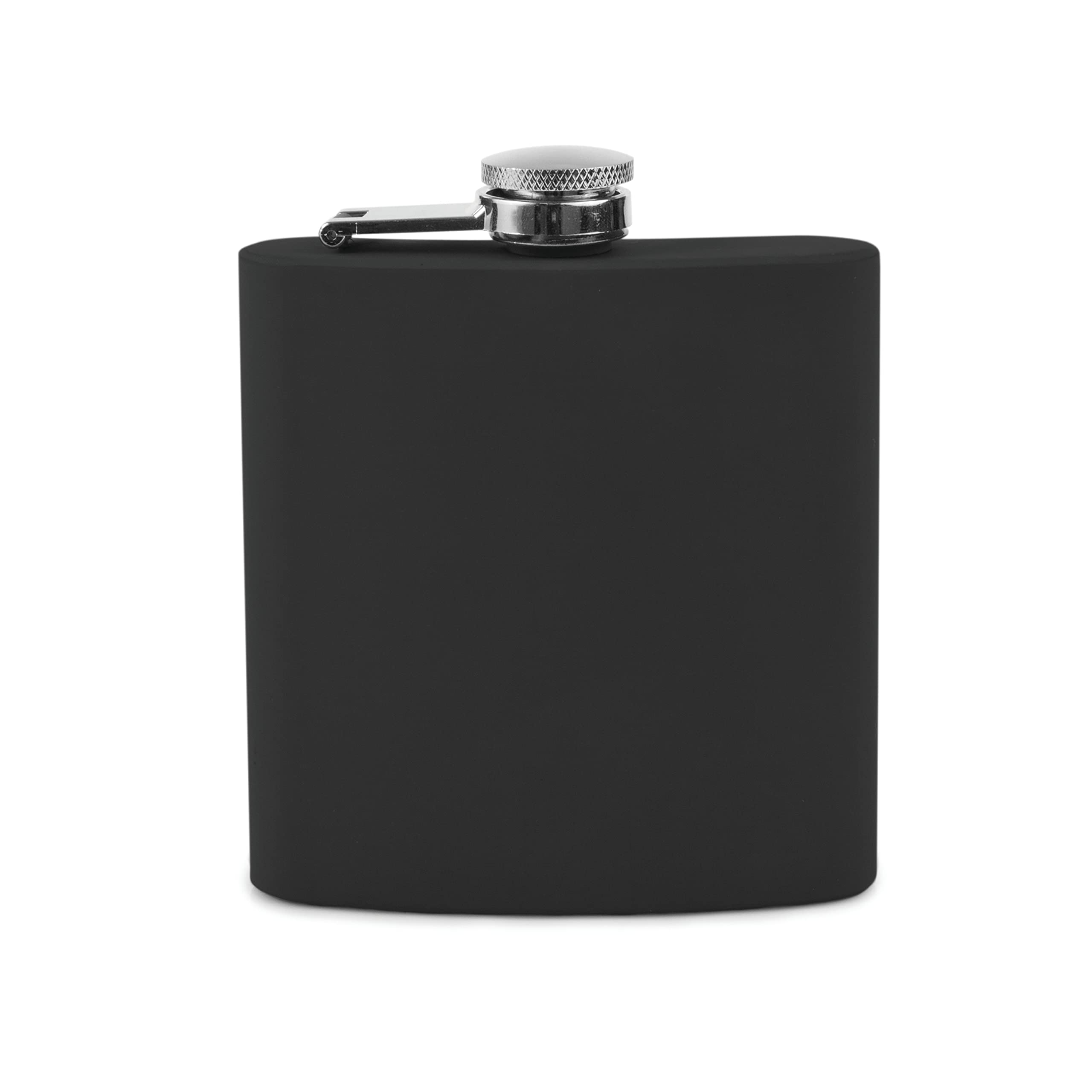 True Soft Touch Stainless Steel Metal Flask for Men and Women, Drinking Flasks for Vodka Whiskey Tequila Rum, Travel Backpacking 6 oz Set of 1, Black