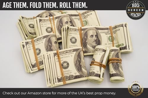 PROP MONEY DOLLARS | UK COMPANY | 100 FULL PRINT OLD STYLE $100 DOLLAR BILLS | $10,000 Stack | Extra bank strap | For Movies, Advertising, Play, Party, Supreme, Gun, Fancy Dress, Casino Games