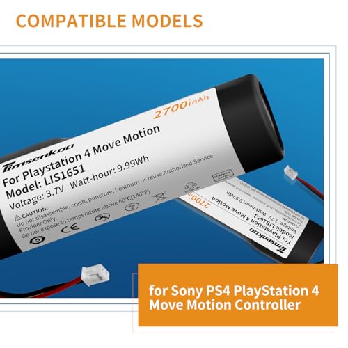 Timsenkoo Upgraded 2700Mah Lis1651 Lis1654 Battery Replacement For Sony Ps4 Playstation 4 Move Motion Controller Battery thumb #2