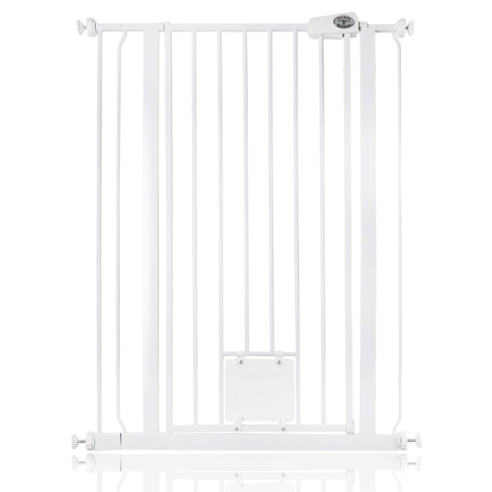 Bettacare White Pet Gate With Lockable Cat Flap, 81.4Cm - 89Cm, 104Cm In Height, Extra Tall Dog Safety Barrier With Cat Flap, Easy Installation