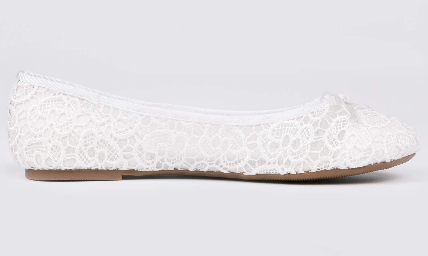 Feversole Ballerinas für Damen, Flacher Absatz, Spitzenstoff