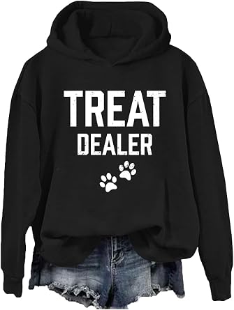 Treat Dealer Hoodie, Treat Dealer Sweatshirt Women Weiner Dog Hoodie Funny Long Sleeve Pullover Shirt