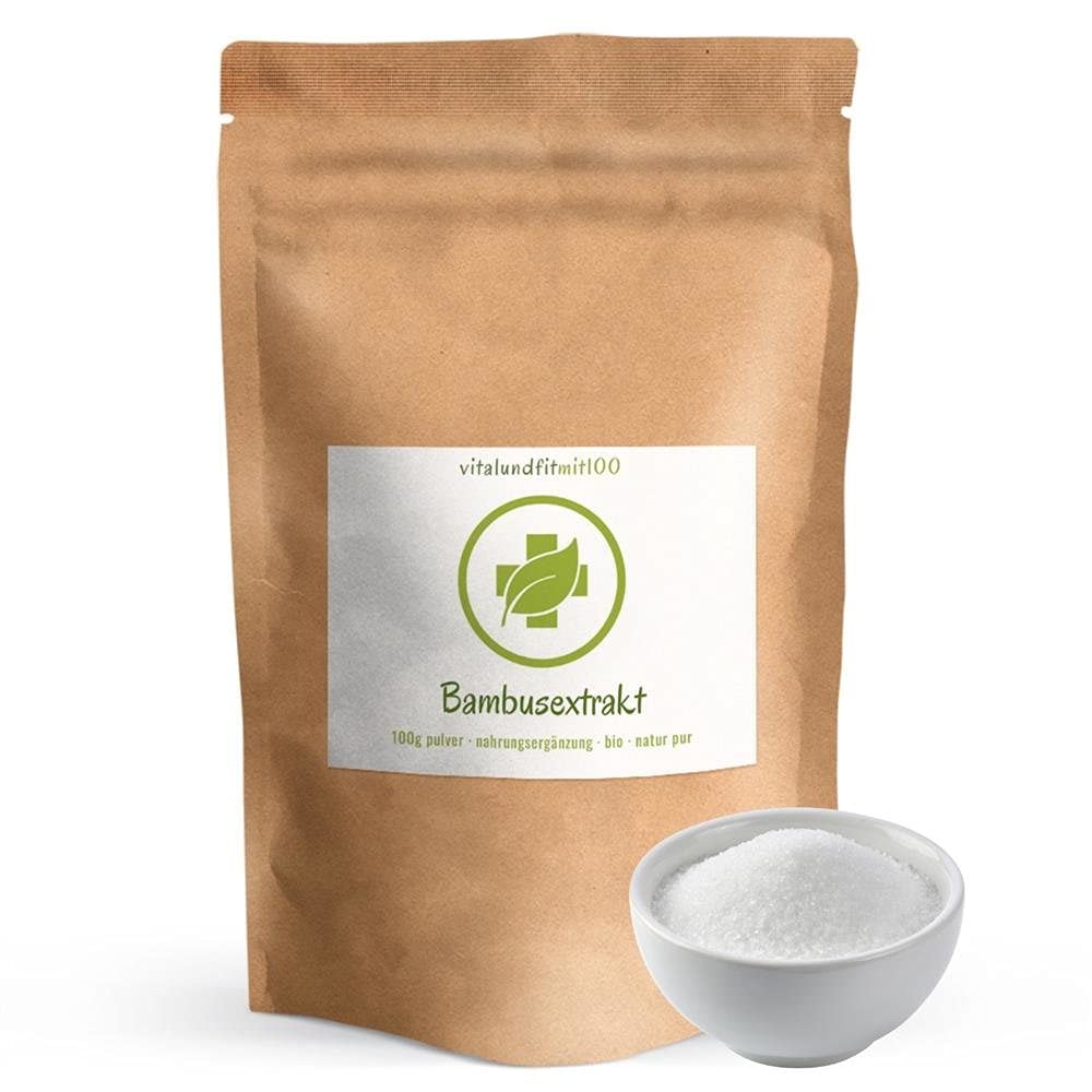 Bio Bambus Extrakt (organisch gebundenes Silizium) - 100 g - mit 75% Kieselsäure - beste Bioverfügbarkeit - ohne Hilfs- und Zusatzstoffe - Deutsche Herstellung & Abfüllung