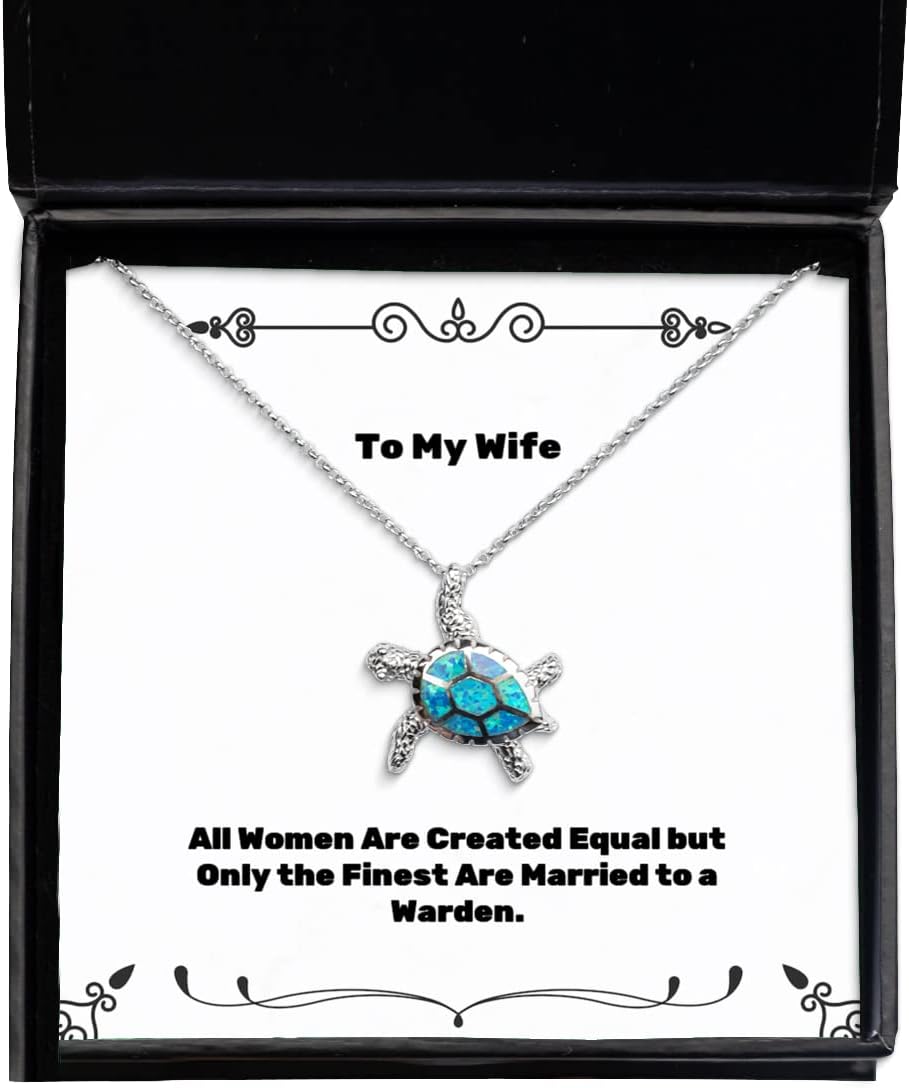 Love Wife, All Women are Created Equal but Only The Finest are Married to a., Sarcasm Christmas Opal Turtle Necklace for Wife