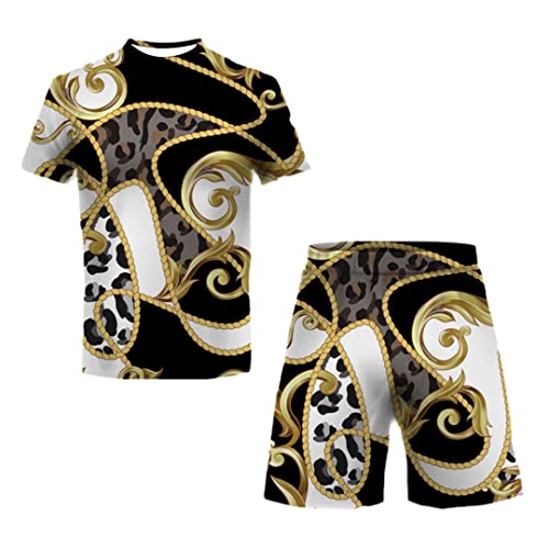 T-shirt imprimé décontracté et short de plage : costume d'été homme K-ct308 XXL