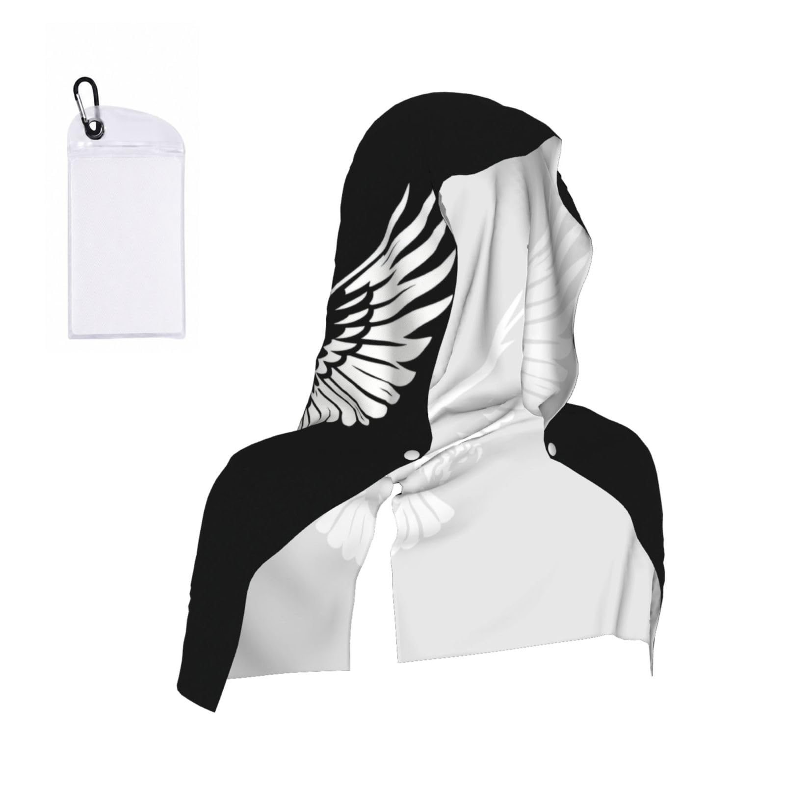 CNTDBU Black and White Eagle Cooling Towel Hooded-Instant Chill Neck Cover for Sports, UV Cooling Rag for Running Gym