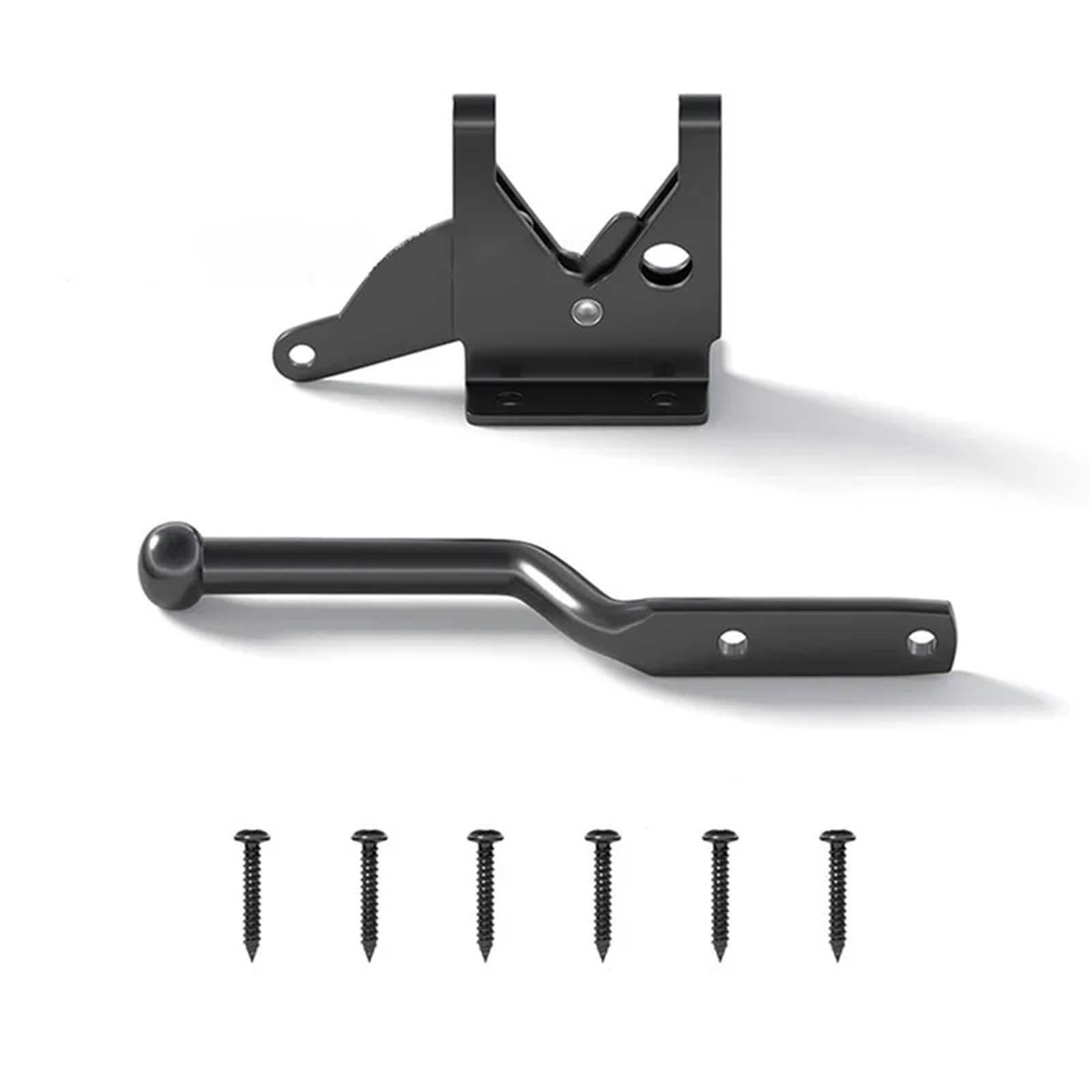 Garden Gate Lock Self-Locking Gate Latch Carbon Steel Post Mounted Fence Heavy Duty Automatic Gravity Lever Locking(Color 1)