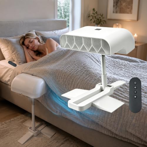 Nvmti Bed Cooling Fan Under Sheets Rechargeable Cordless Bed Fan for Hot Sleepers and Night Sweats Adjustable Cooling Fans for Beds Under Blanket Remote Control 5 Whisper-Quiet Speeds (White)