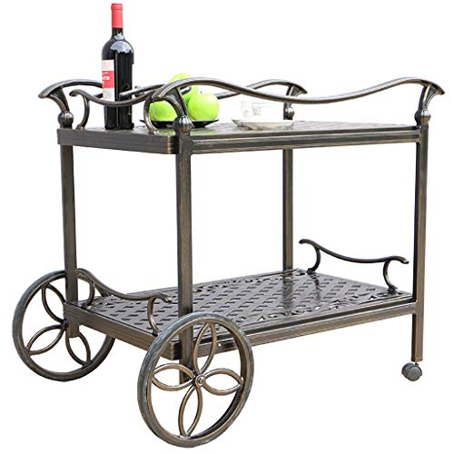 TEmkin Estante de Almacenamiento para Interior y Exterior, Carrito de Cocina, terraza, Carrito de té, Carro de Cocina de Dos Niveles de Aluminio con botellero
