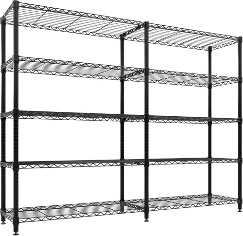 FinerFurnis 5-Tier Metal Wire Storage Rack for Food Service - Adjustable Industrial Shelving, 1325 lbs Capacity, Commercial Kitchen, Pantry, Garage, 71