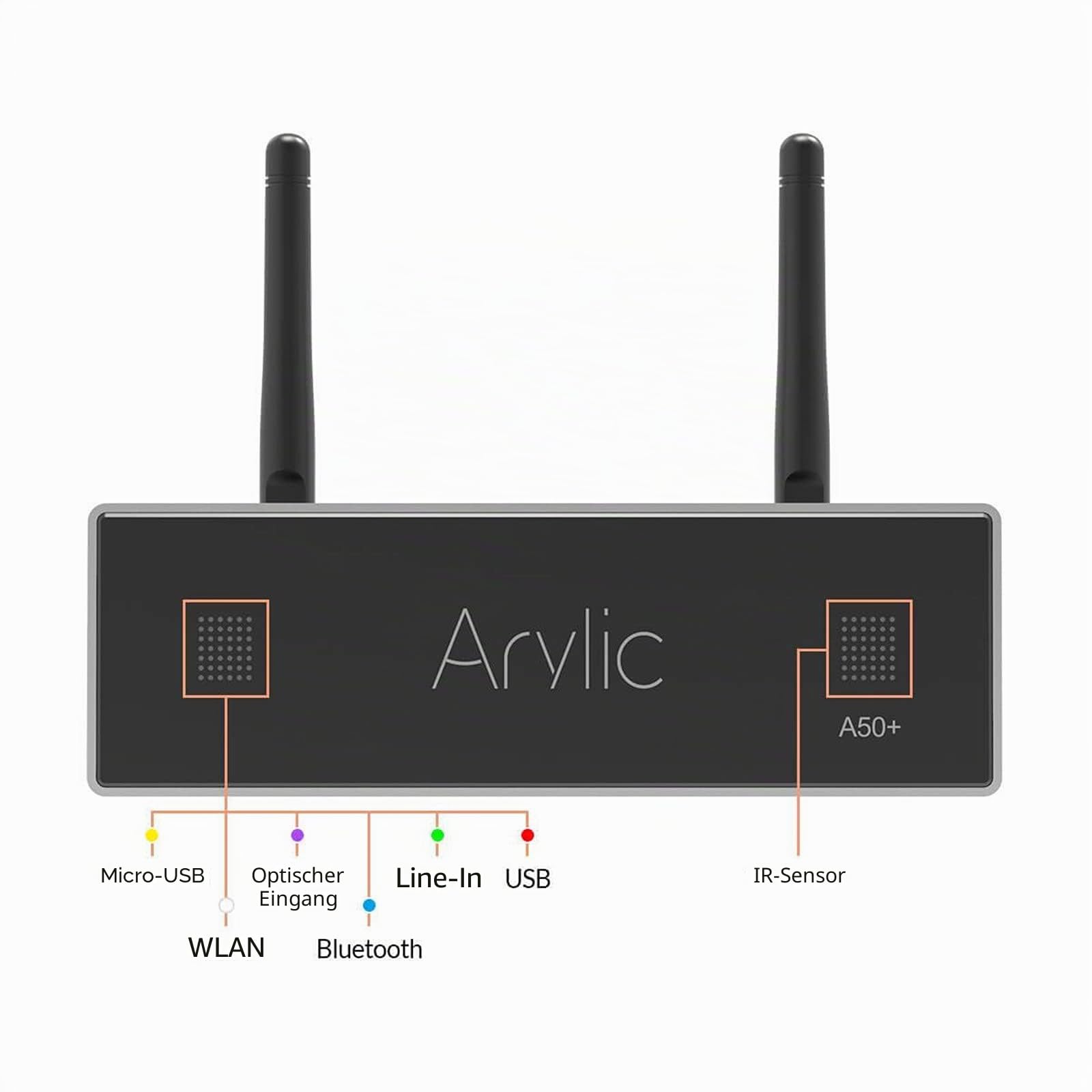 Arylic A50+ WiFi & Bluetooth Heimverstärker TPA3116 Mit 50+50W 24V DC/2.0 Stereokanal, AirPlay DLNA, Multiroom/Multizone Sync, 24bit 192 kHz HiFi Audio Streaming Integriert für Lautsprecher.