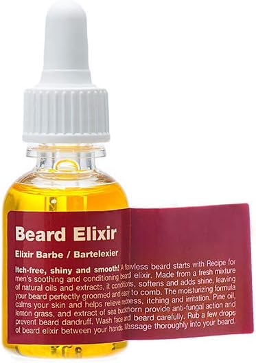 RECIPE FOR MEN Beard Elixir - Natural Oils for Softening, Shine & Dandruff Control, Soothes Skin, With Pine & Lemongrass, made in Sweden, 25 ml